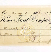 1913 Kineo Trust Company Bank Check E.A. Sampson Dover Maine Signed 4096... - $369.57 MXN