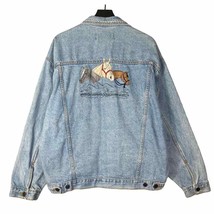 Vintage 90s Unisex XL Denim Jacket Blue Fulvio Sportswear Horses Embroid... - £84.07 GBP