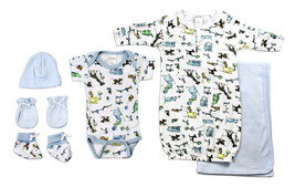 Boy 100% Cotton Newborn Baby Boys 6 Pc Layette Baby Shower Gift Set Newborn - $36.79
