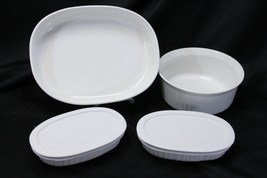 Corning French White Lot of 4 Round Oval Casserole Dish - £27.75 GBP