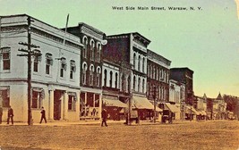 Warsaw New York~West Side Of Main STREET-BANK-STOREFRONTS~EMERSON Perry Postcard - £6.27 GBP
