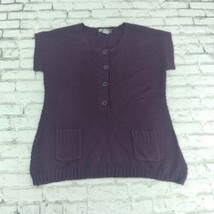 Ami Sanzuri Sweater Womens XL Purple Short Cap Sleeve Scoop Neck Knit Tu... - $19.99