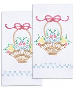 Jack Dempsey Needle Art Basket of Flowers Decorative Hand Towels - $20.74 CAD