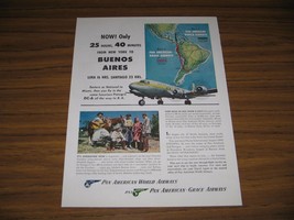 1947 Print Ad Pan American World Airways Grace Buenes Aires DC-6 Airplane - £11.76 GBP