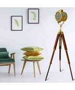 Modern style spotlight floor lamp with brown wooden tripod home office d... - £279.93 GBP