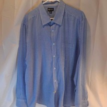 Haggar Mens Button-Up Shirt Blue White Micro Dot Long Sleeve Pocket Casual XXL - £11.67 GBP
