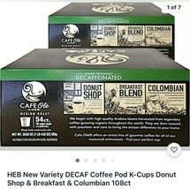 HEB New Variety DECAF Coffee Pod K-Cups Donut Shop &amp; Breakfast &amp; Columbi... - £94.64 GBP