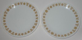2 Vintage Corelle Gold Butterfly Rim 8 1/2&quot; Luncheon Plates Made in USA - $18.81