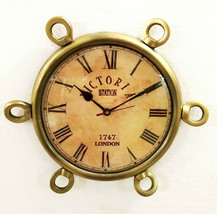 Antique Brown Marine Brass Clock 35 cm Nautical Wall Hanging Clock Home ... - £53.80 GBP