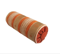 Decorative Bolster Pillow, Orange Upholstery Fabric, 6x16&quot; - £43.00 GBP