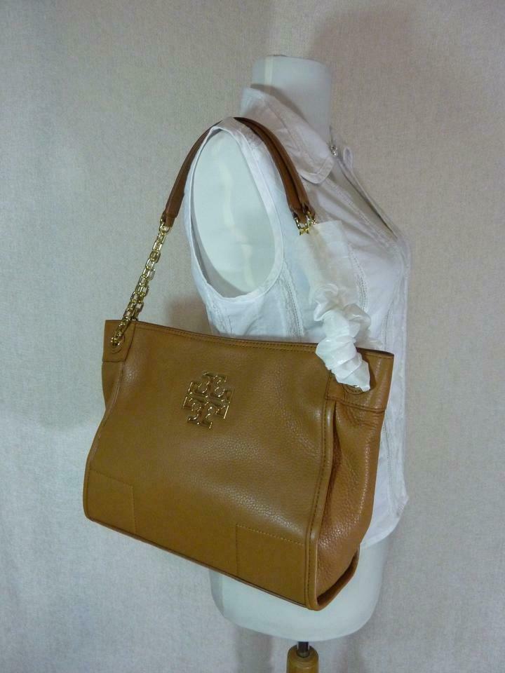 NEW Tory Burch Bark Pebbled Leather Small Britten Slouchy Tote - $475 Item image 6