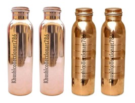 Handmade Copper Water Drinking Bottles 2 Smooth 2 Silver Touch Health Benefits - £49.24 GBP