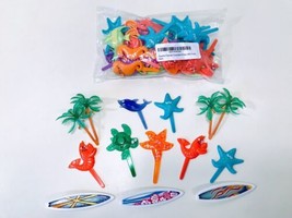 Sealife Friends Beach Surfing Set Of 60 Cupcake Cake Party Picks - £13.54 GBP