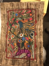 Vintage Retro 60’s 70’s Lrg Mexican Folk Art Painting Ornate Tree Bark Parchment - £59.35 GBP