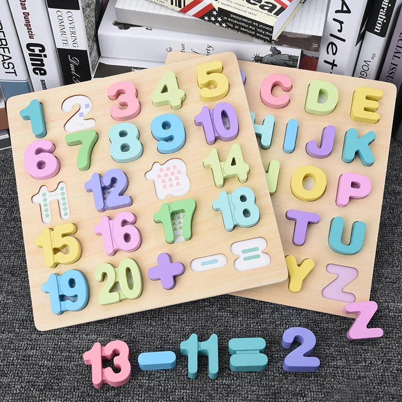 Play Baby Toy Learning Teaching Aids Letter Numbers Puzzle Wooden Early Educatio - £52.63 GBP
