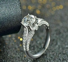 Beautiful 2.60Ct Round Cut Diamond 14k White Gold Finish Engagement Ring Size 8 - £90.52 GBP