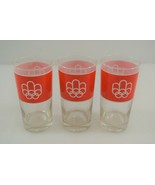 Olympics Montreal 1976 Glasses Set of 3 Vtg 5.5&quot; Red &amp; White Winter Canada - £22.68 GBP