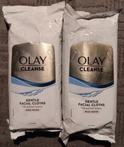 2 Pks OLAY CLEANSE GENTLE FACIAL WET CLOTHES ROSE WATER 30 Ct (A11) - £15.46 GBP
