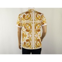Mens PLATINI Sports Polo Shirt With Rhine Stones Lion Medallion DPP8246 White image 6