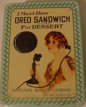 Nabisco 16 ounce Oreo Cookie Tin featuring 1918 Advertisement 1986 - £7.46 GBP