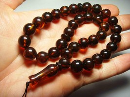 Islamic 33 Prayer Beads Natural Baltic Amber beads pressed Tasbih  B-921 - £97.39 GBP