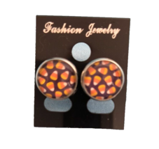 New Fashion Jewelry Women&#39;s Post/Stud Round  Earrings Candy Corn Hallowe... - £6.74 GBP