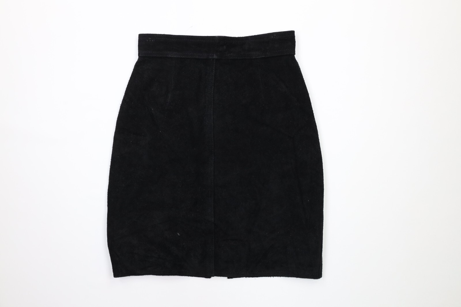 Vintage 90s United Color of Benetton Womens 40 Suede Leather Pencil Skirt Black Item image 7