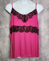 Torrid Cami Tank Top Pink Black Lace Womens Plus Size 4X Spaghetti Straps - $14.99