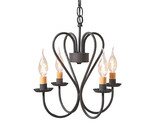3D WROUGHT IRON HEART CHANDELIER Primitive Country 4 Candle USA Handmade... - £243.30 GBP