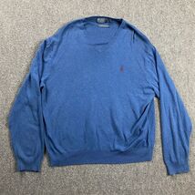 Vintage Polo Ralph Lauren Sweater Adults XXL Blue V-Neck 100% Pima Cotto... - $455.39 MXN