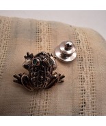 Avon green eyed Frog silvertone Pin - $10.80