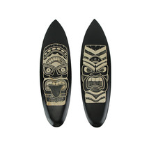Scratch &amp; Dent Set Of 2 Hand Crafted Tiki Mask Surfboard Wall Hangings 20 Inches - £27.77 GBP