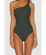 Becca Adeline One Shoulder Rib One Piece Swimsuit Green Adjustable Sz M New - £64.21 GBP