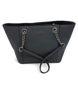 Calvin Klein Black Leather Tote Bag With Chain Straps &amp; Magnetic Closures - $53.63 CAD
