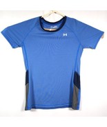 Under Armour Heat Gear Women&#39;s Sz. M. Athletic T-Shirt Fitted Striped Blue - $23.07 CAD