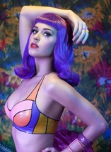  Katy Perry 16x20 Canvas Striking Pose in Tight Bikini Top Purple Hair Sexy Imag - £54.05 GBP