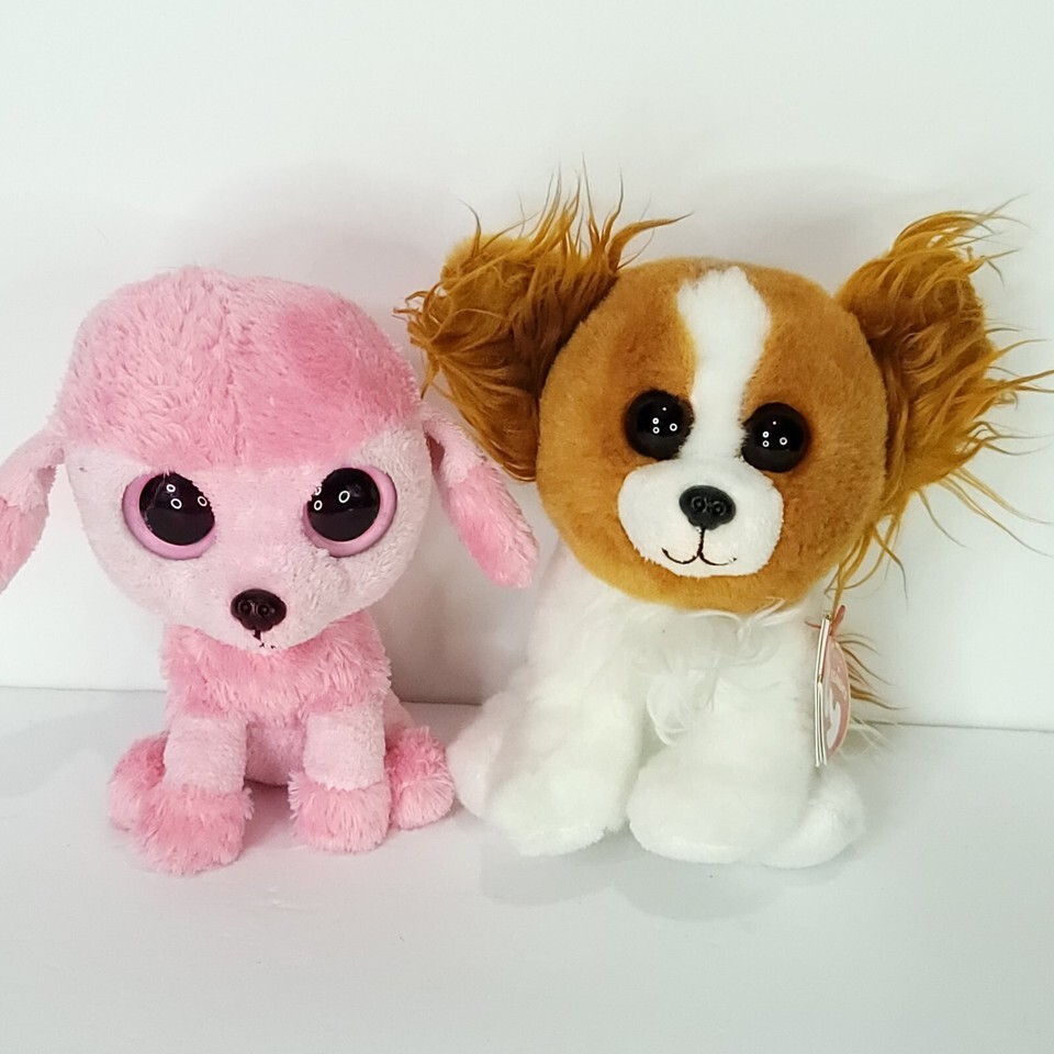 Ty Boos Princess Barks Puppy Dog Plush 6&quot; Stuffed Animal Lot Of 2 - $18.50