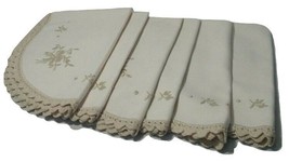 Lot of 6, Handmade Haitian Doilies, Crocheted, Embroidered, Oblong, 13&quot; ... - £18.94 GBP