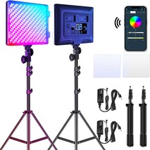 Gvm Rgb Led Video Lights Photography Lighting Kit, 50W Bi-Color 3200K-5600K - £155.86 GBP