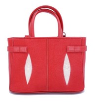 Genuine Stingray Skin Handbag / Shoulder Bag Long Adjusted Strap Women Red - £202.15 GBP