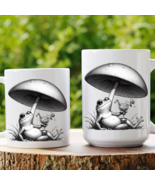Funny Frog Mushroom Mug – Chill Toad Art, Cottagecore Gift, 11/15oz Coff... - $11.87+