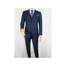 Men Suit BERLUSCONI Turkey 100% Italian Wool Super 180's 3pc Vested #Ber16 Navy image 5