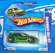 Hot Wheels 2010 Short Card Nightburnerz #106 Volkswagen Golf GTi Green w... - $9.00