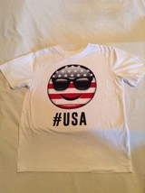 July 4th Place shirt Size 10 12 large Emoji patriotic USA stars stripes white - $14.29