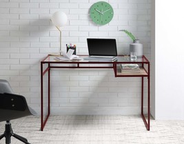 Yasin Glass Top Red Writing Desk | Modern Home Office Desk - £96.08 GBP