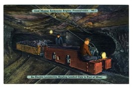 Electric Locomotive Coal Anthracite Mine Linen Postcard - £8.13 GBP