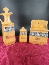 Gold Pearl Porcelain 2 Decanters, Salt Jar, Nutmeg Jar  Germany 6211 4pc Vintage - £25.74 GBP