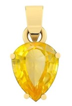 5.00 Ratti /4.25 Carat Yellow Sapphire Natural Pear Shape Pendant Gold Plated Lo - £39.72 GBP