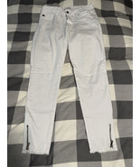 KanCan White Skinny Jeans 9/28 Ankle Zip Raw Hem Stretch Denim - $11.65