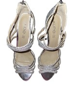 ALDO Womens Leather Sparkling Silver Platform Zip Heel Sandals Sz  10 - $43.32 CAD